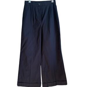 ALE Paris | Bespoke Ultra Wide Leg High Waist Cotton Cuffed Trousers | Size 6